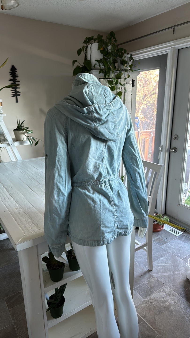 Light Blue Denim Jacket with Hood - photo 4