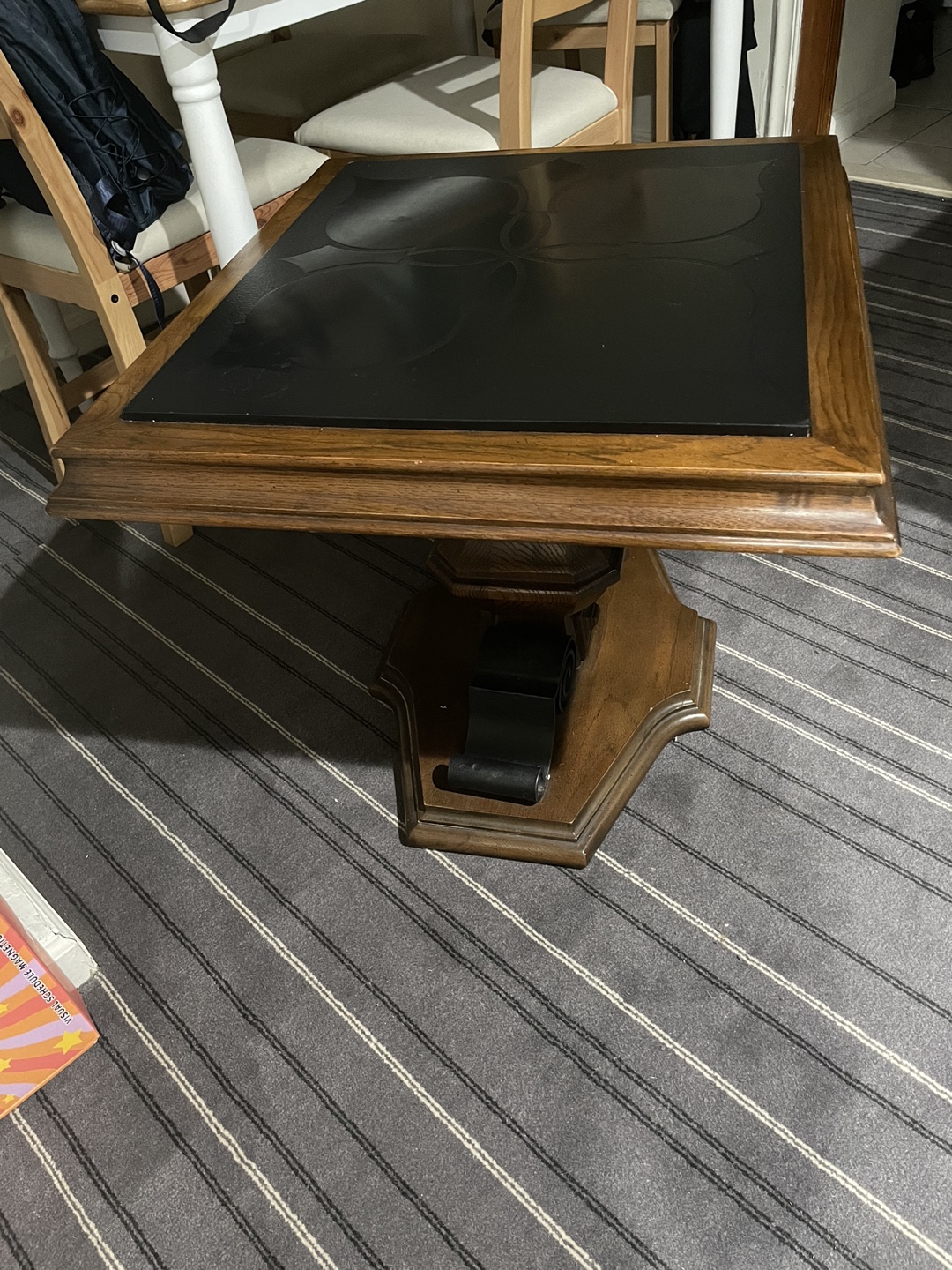 Wood and Black Tile Coffee Table