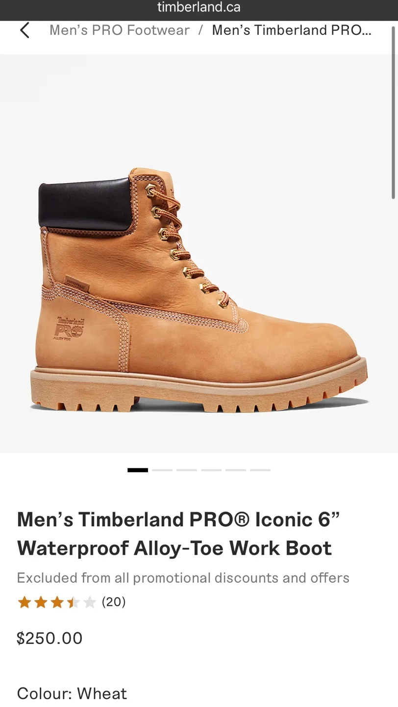 Timberland pro - Alloy cap work boots - size 7 mens - $250 MSRP image indicator(2)