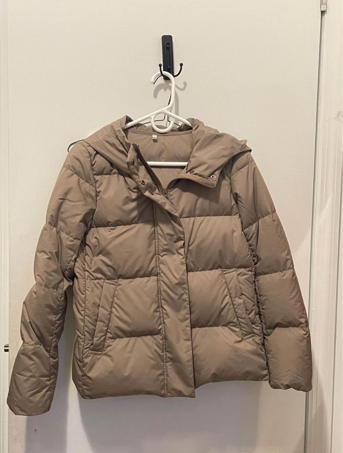 Muji Women's Camel Khaki Puffer Down Jacket - Size XS