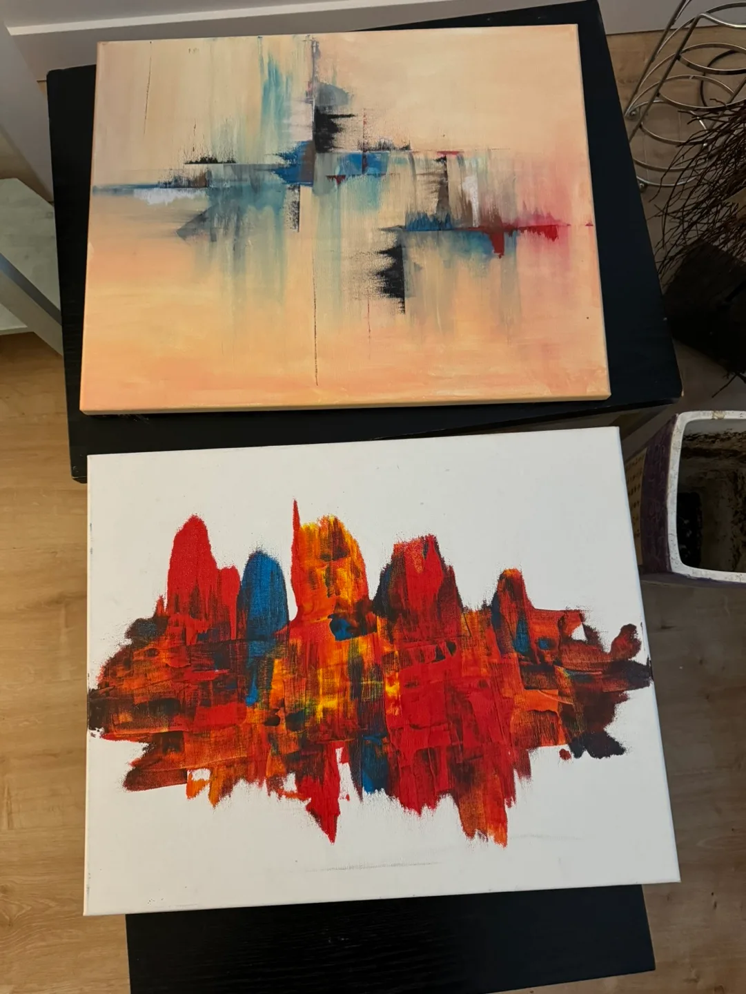 Two Abstract Paintings on Canvas thumbnail