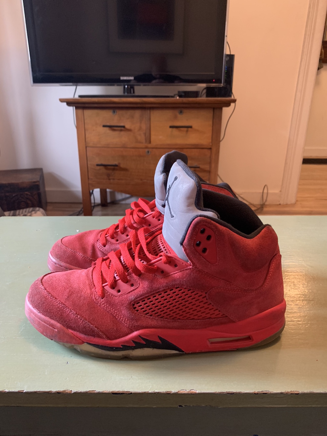 High quality Jordan 5 red suede