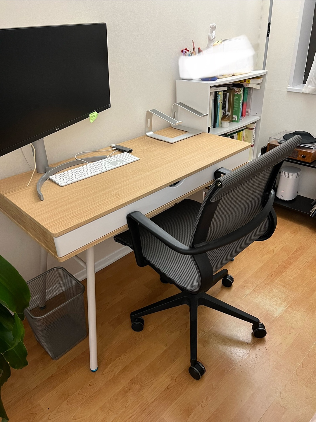 Modern White & Wood Computer Desk with Multiple Storage