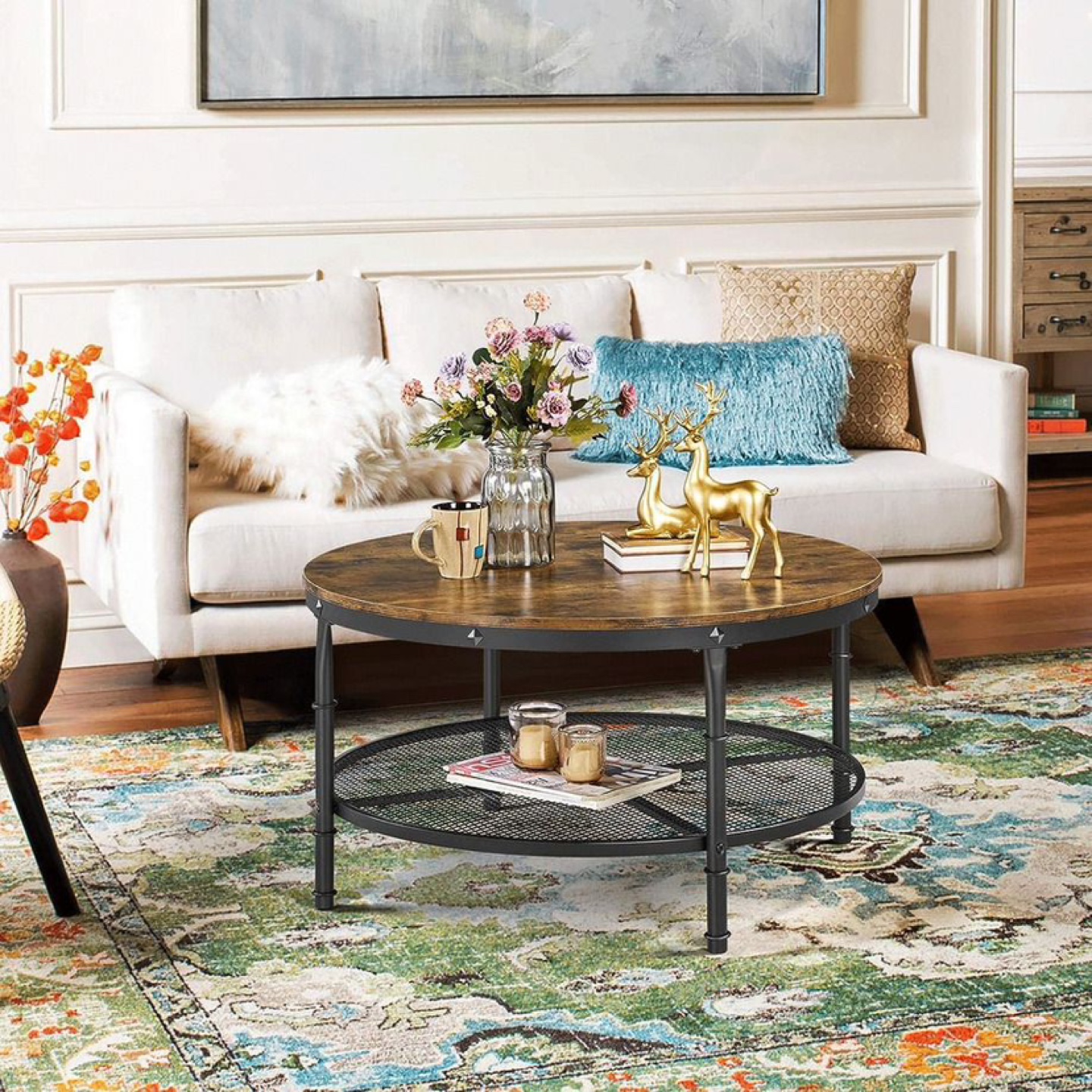 Round Coffee Table with Lower Shelf - photo 2