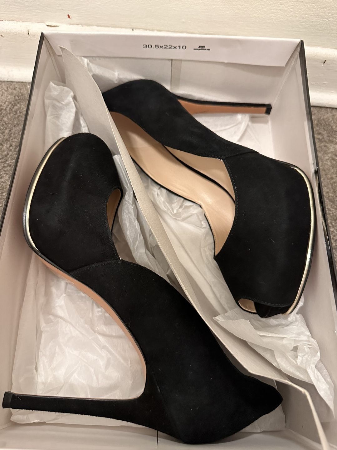 Nine West Black Suede Peep Toe Heels - photo 2