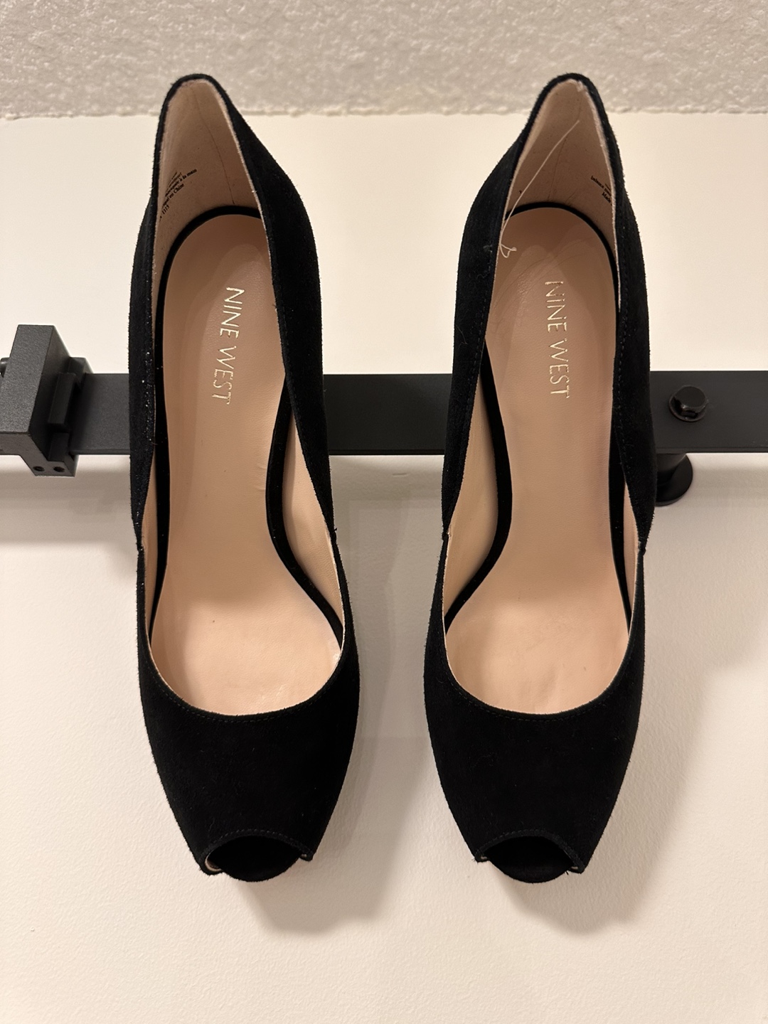 Nine West Black Suede Peep Toe Heels - photo 4