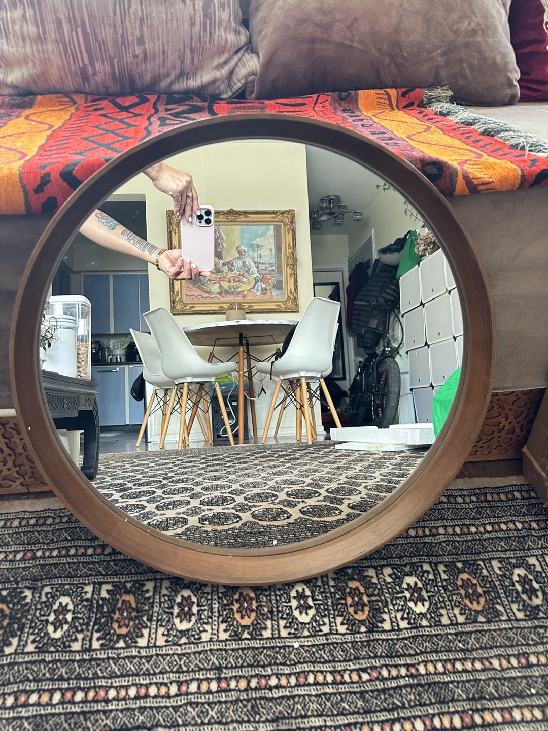 Round Wooden Mirror