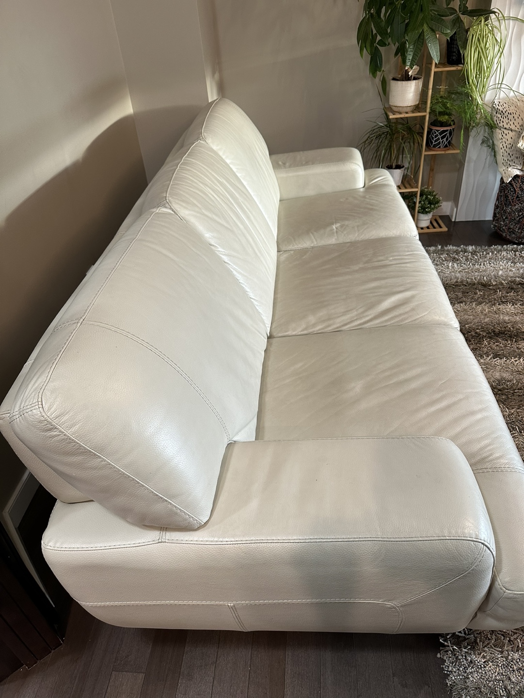 Beige Leather Sofa