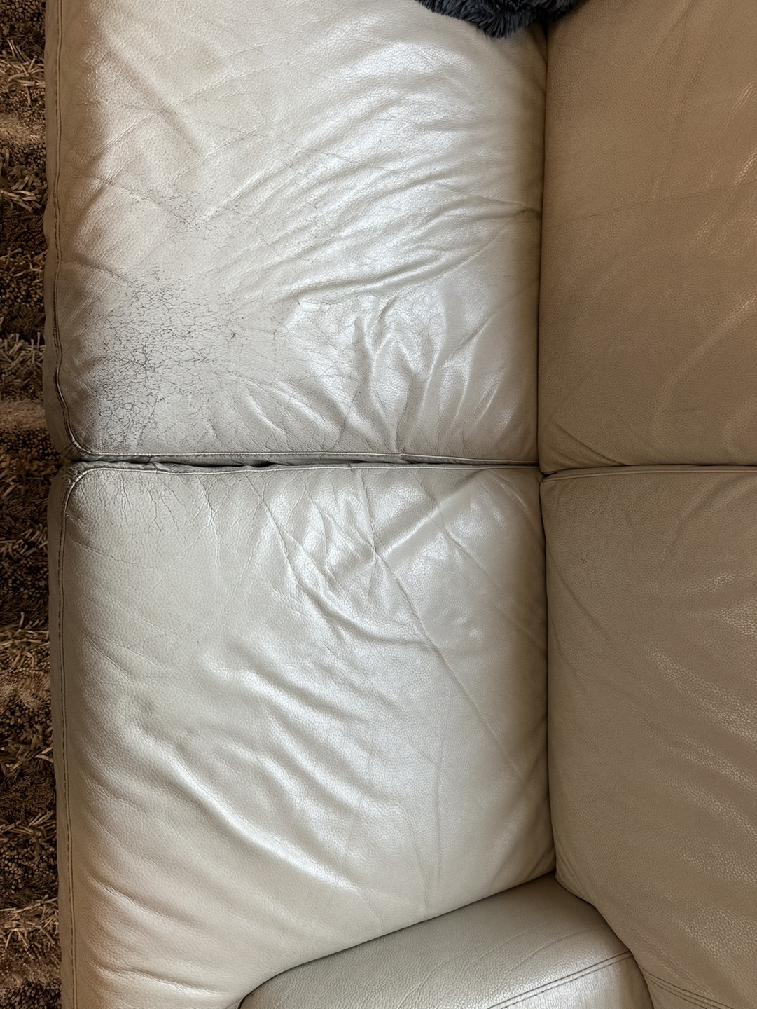 Beige Leather Sofa - photo 2