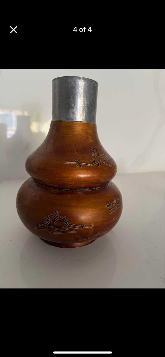 Antique Chinese enameled pewter tea caddy - photo 4