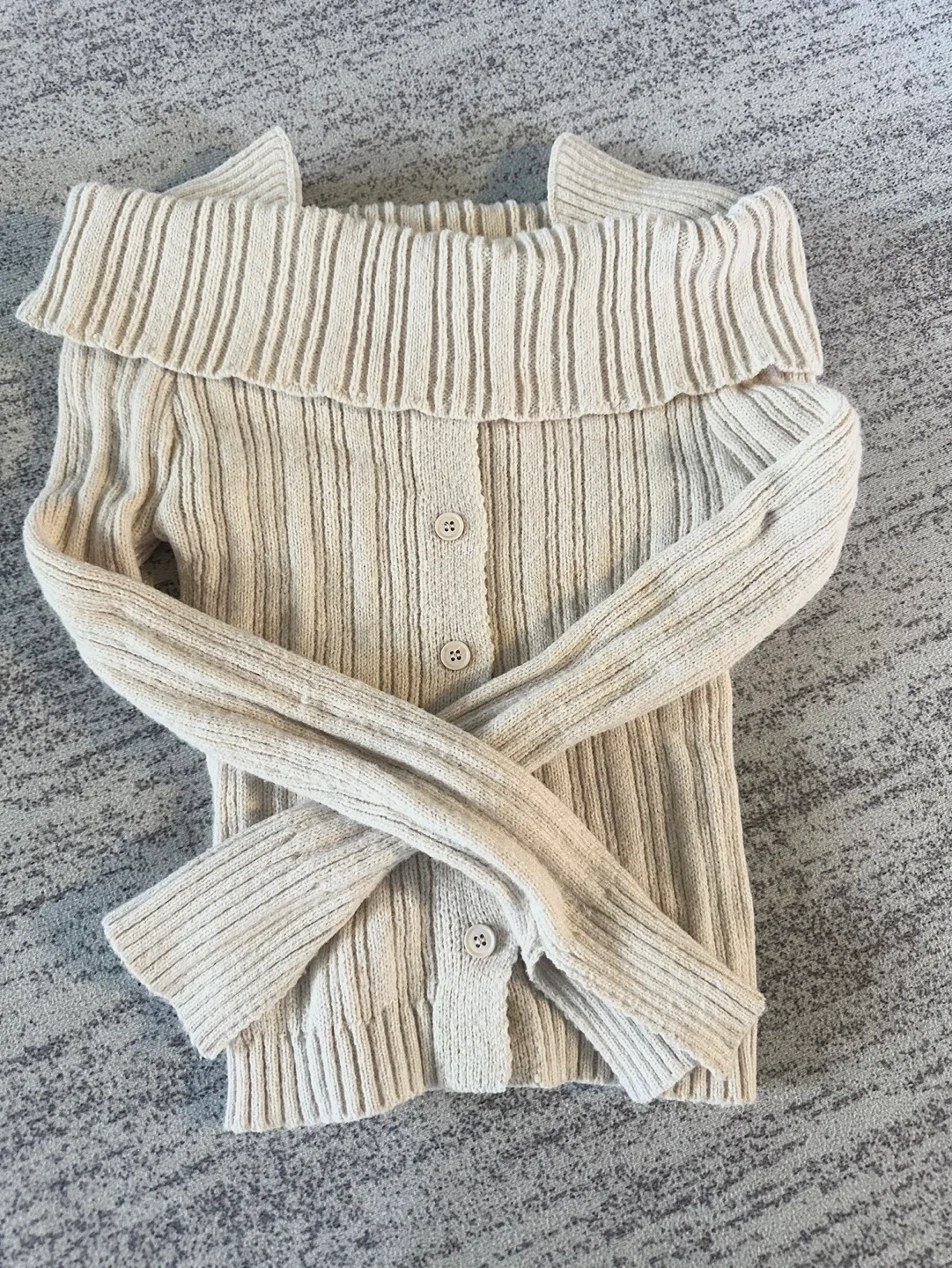 Cream Off the Shoulder Sweater thumbnail