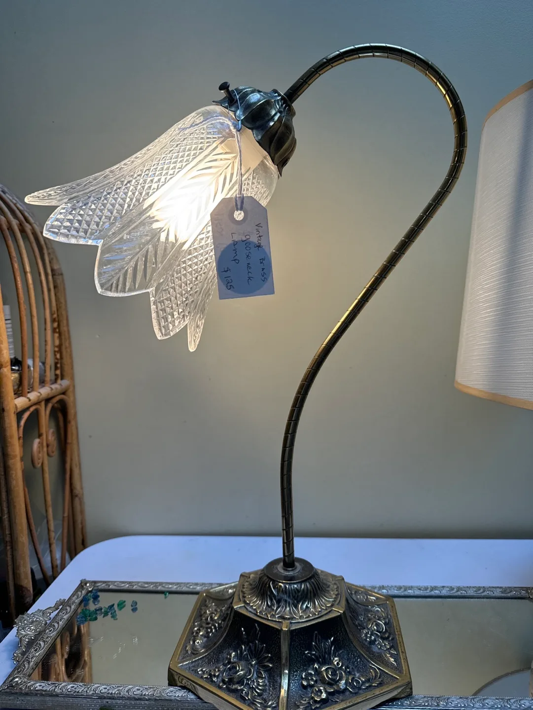 Vintage Brass Goose Neck Lamp 🧡 image indicator(2)