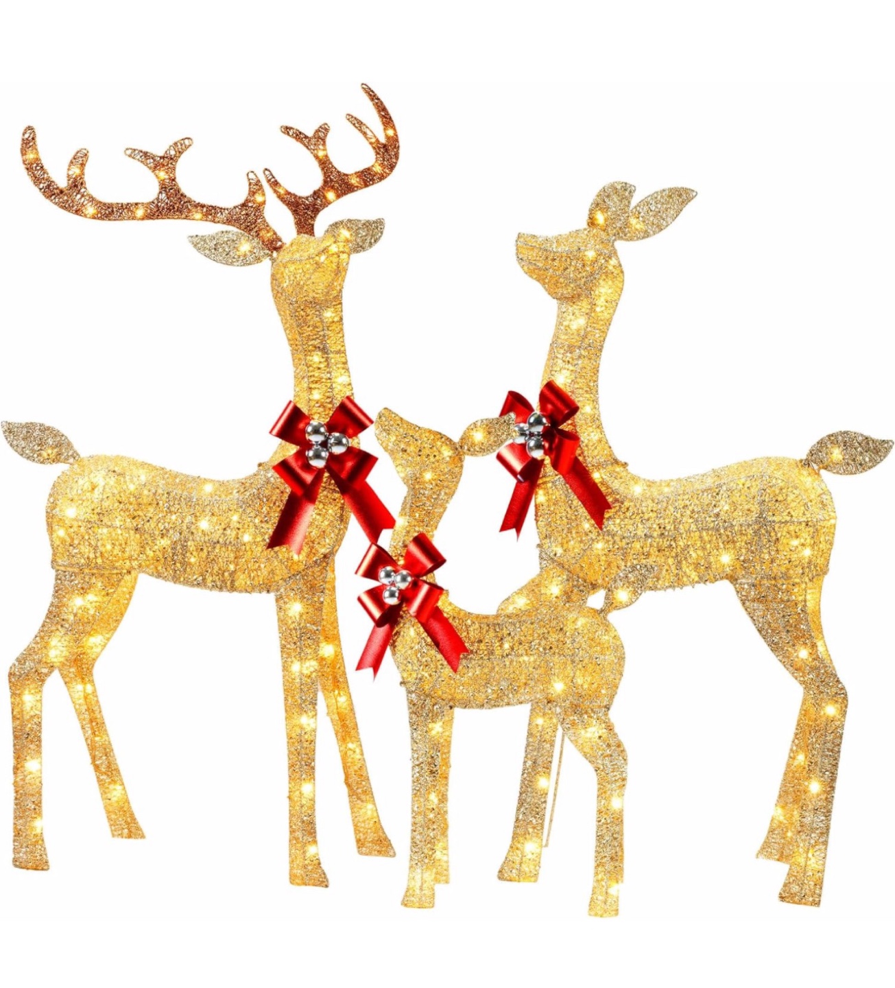 YULETIME 3Piece Pre-lit 3D Christmas Reindeer Family-Christmas