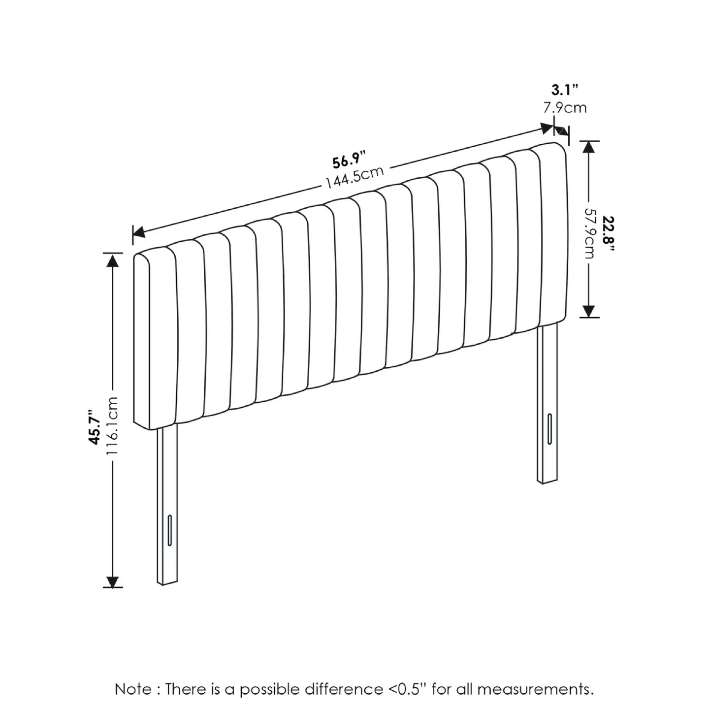 New Furinno Roanne Upholstered Tufted Headboard, Denim image indicator(3)