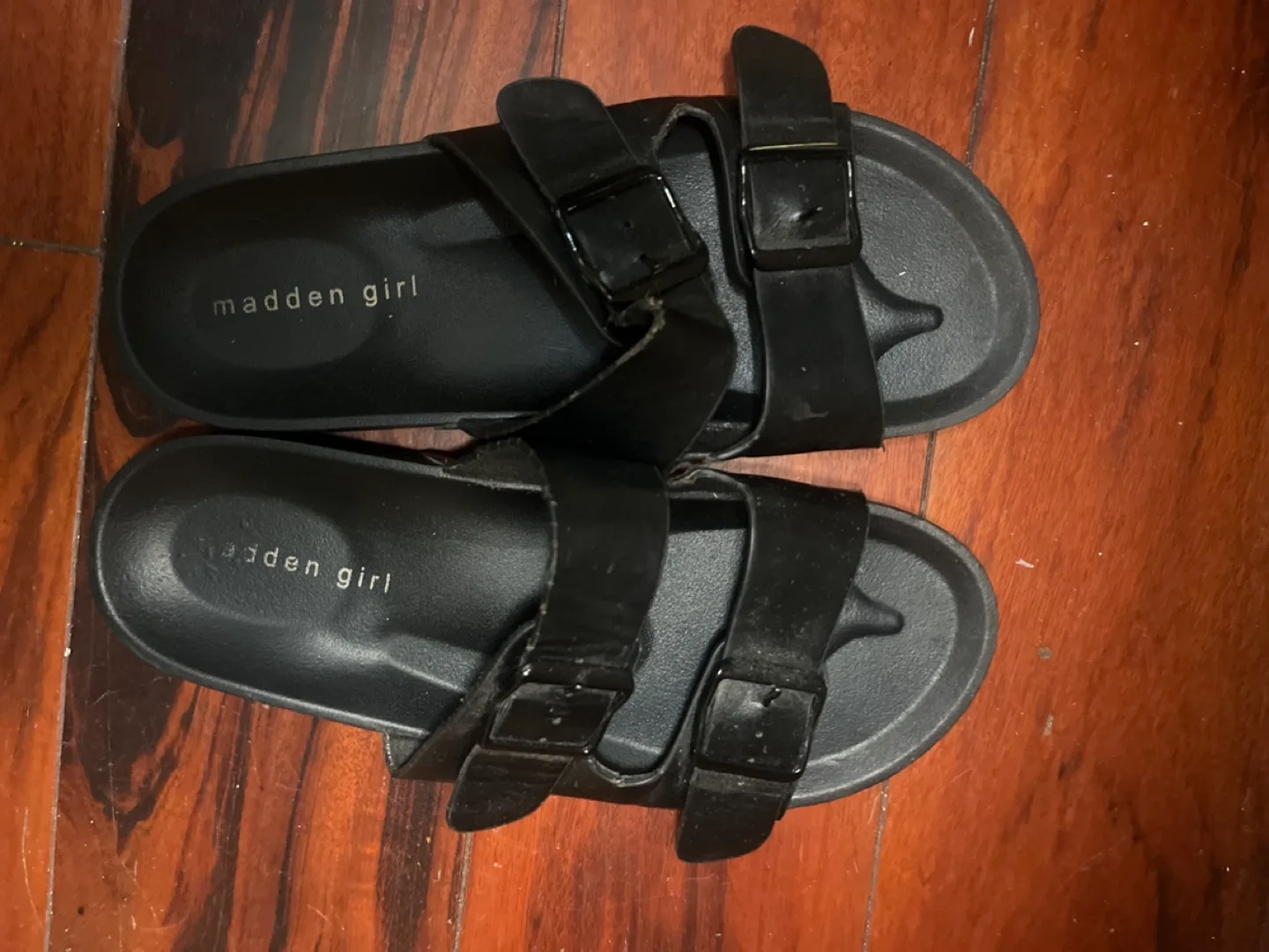 Madden Girl Black Buckle Sandals thumbnail