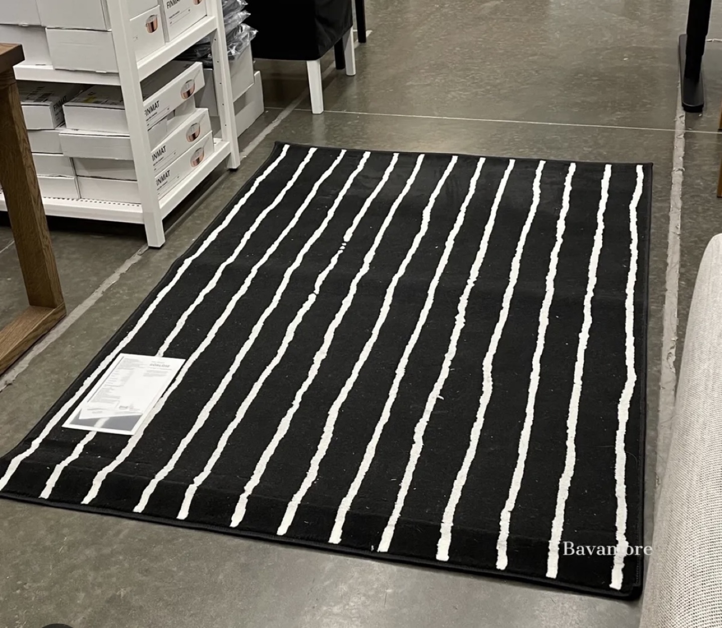 Black and White Striped Rug