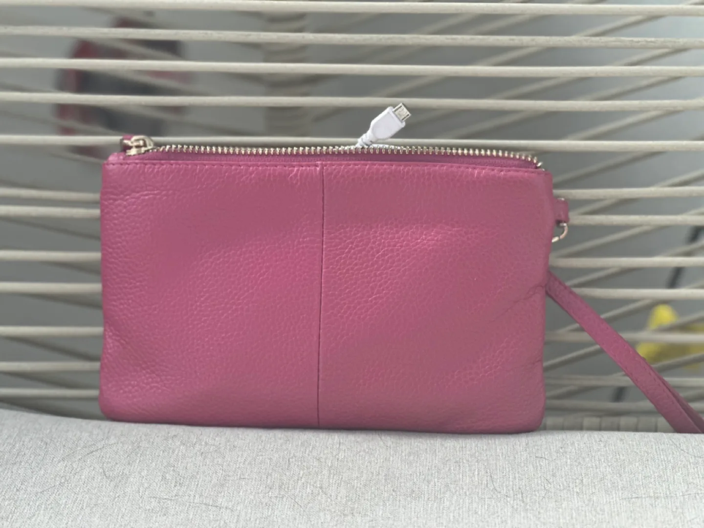 Pink Leather phone charger Clutch image indicator(2)