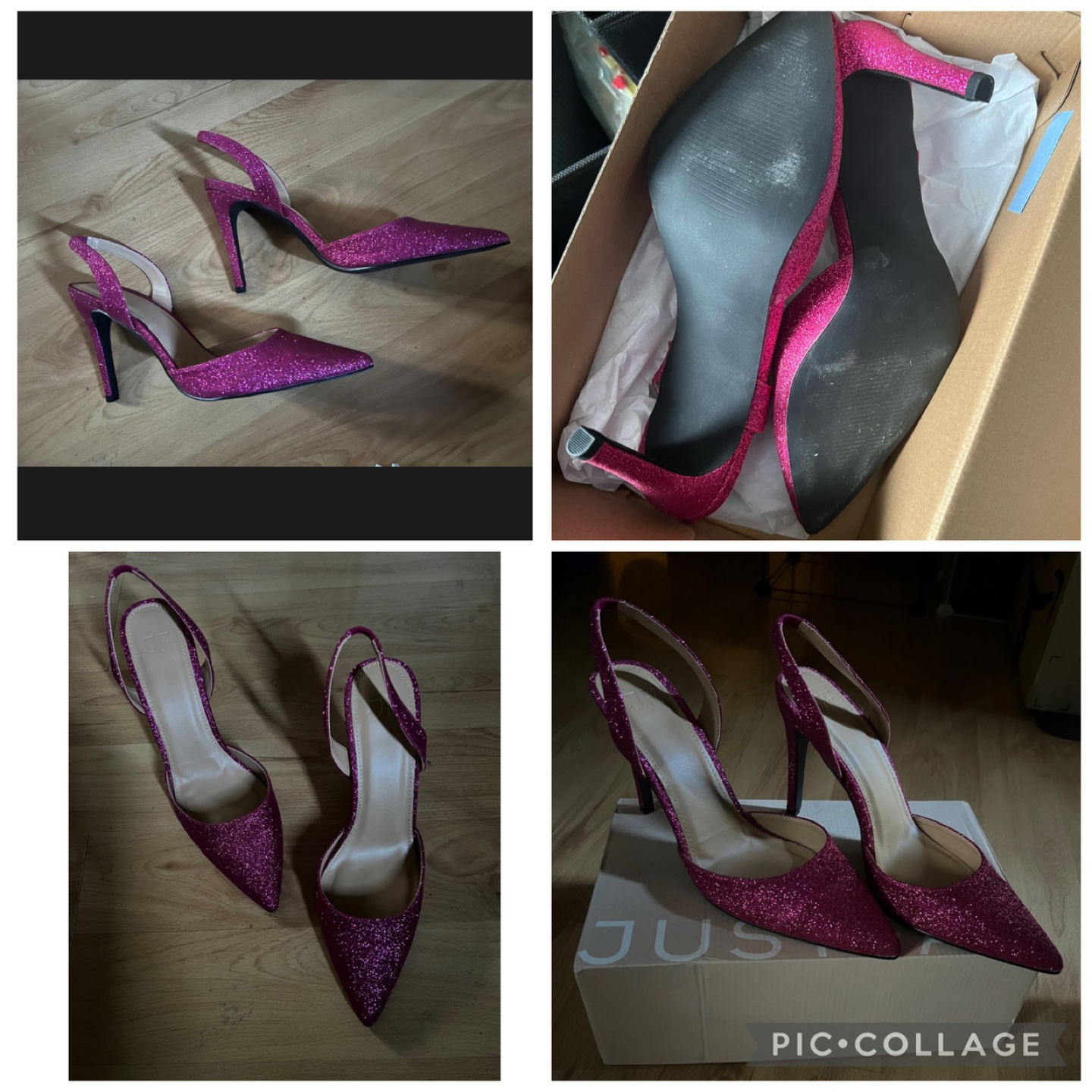 Pink Glitter Slingback Heels