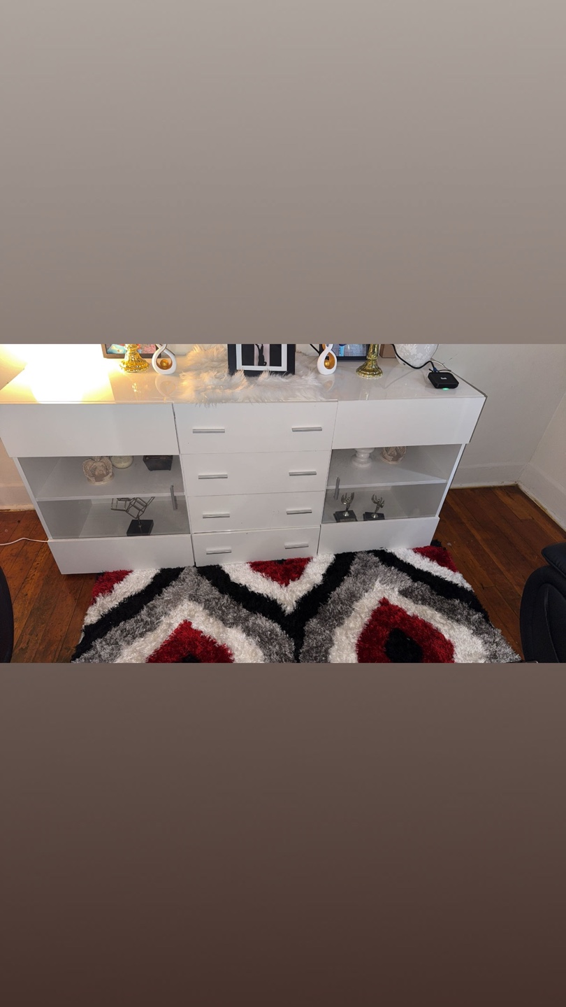 White Buffet Cabinet with Glass Doors - photo 2