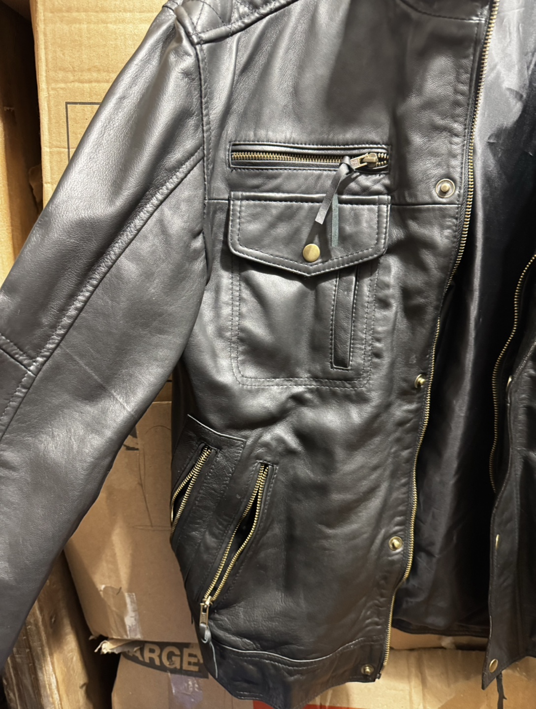 Men’s Black Leather Jacket - Medium (Unbranded) - photo 3