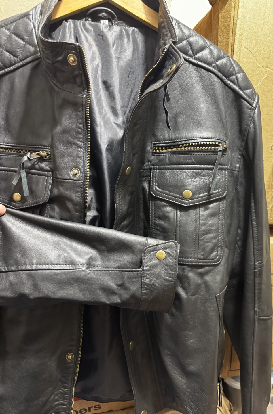Men’s Black Leather Jacket - Medium (Unbranded) - photo 4