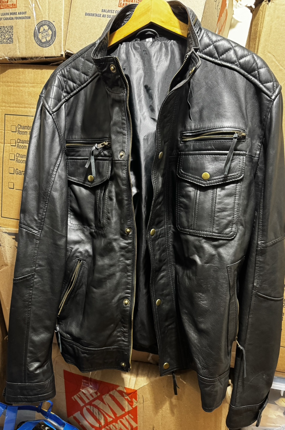 Men’s Black Leather Jacket - Medium (Unbranded) - photo 2