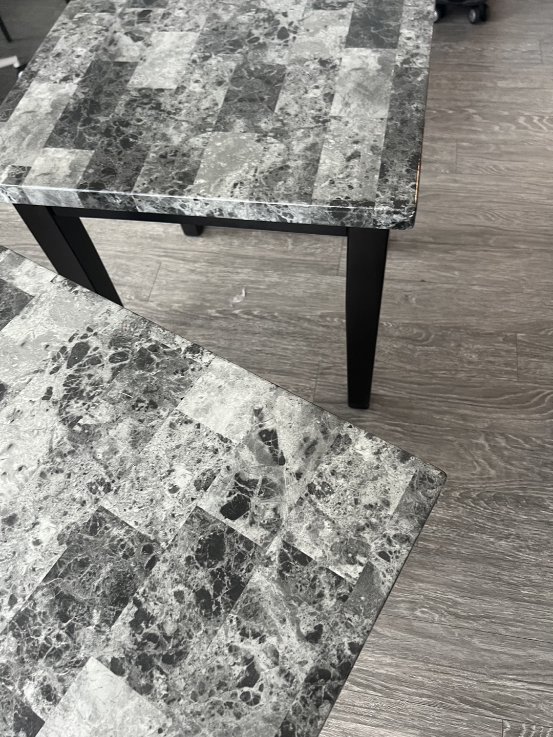 Set of 2 Paper  Marble Top End Tables