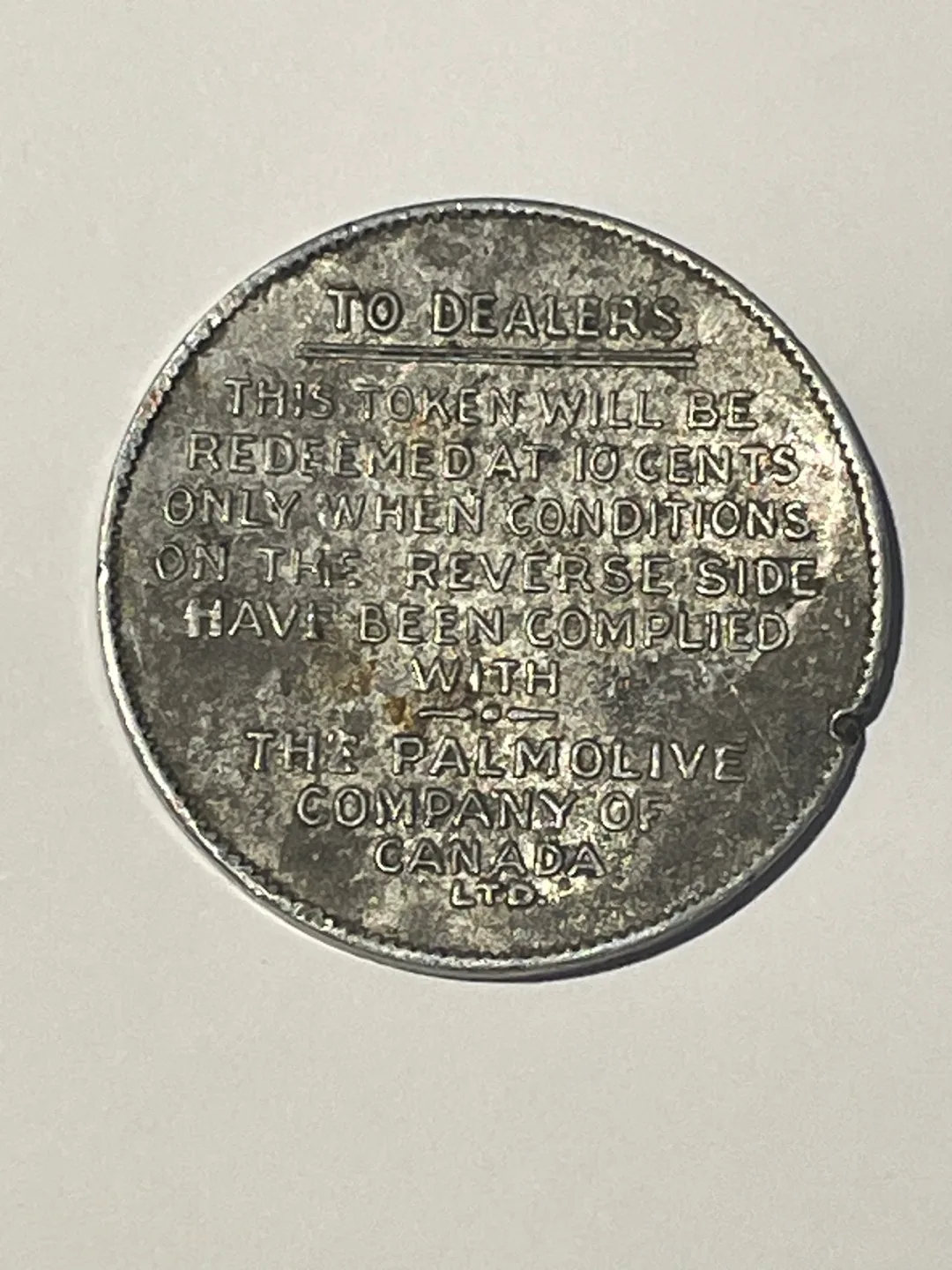 Canada 10 Cents Palmolive Soap Token image indicator(2)