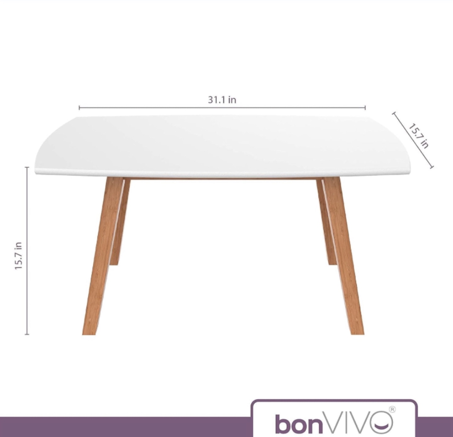 White Coffee Table with Bamboo Legs (New) - photo 2