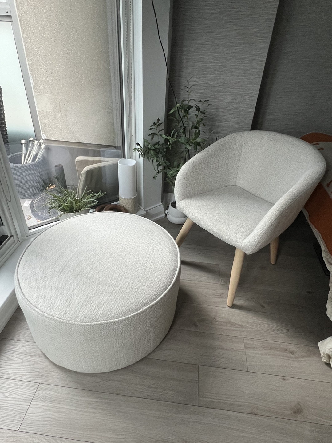 Bouclair Boucle ottoman and chair