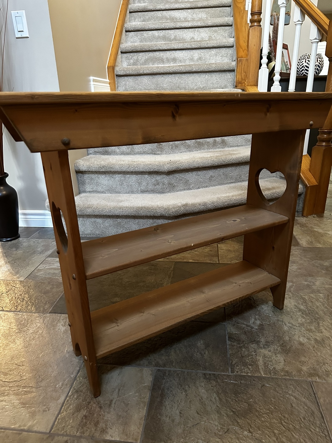 Wooden Table with heart cutouts - photo 2
