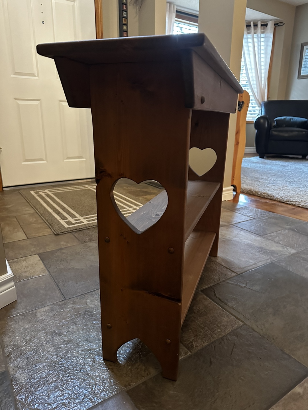 Wooden Table with heart cutouts - photo 3