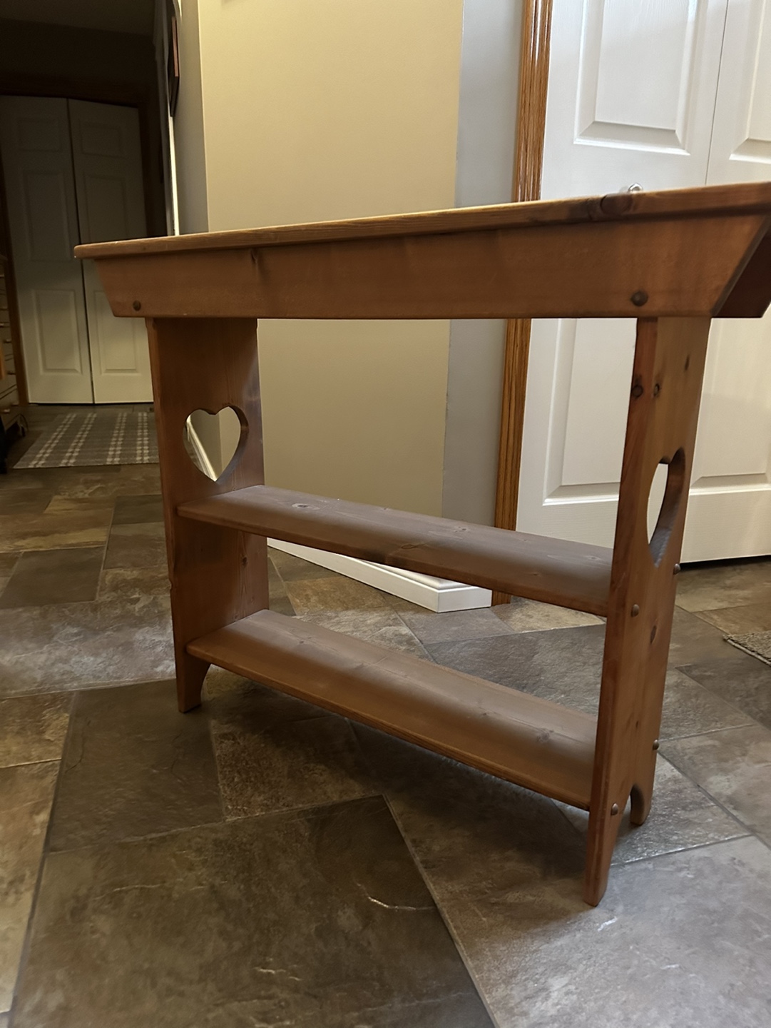 Wooden Table with heart cutouts
