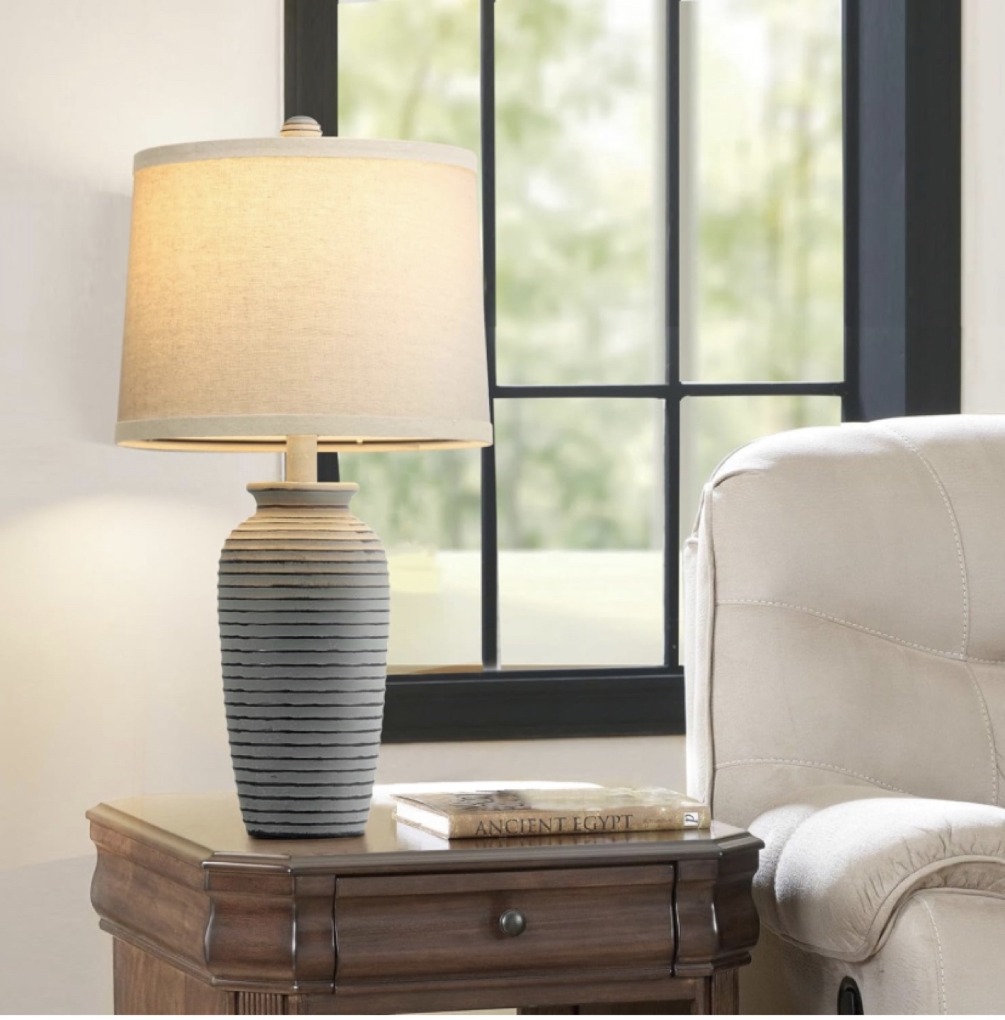 Table Lamp with Beige Linen Shade (Count 2) - photo 2