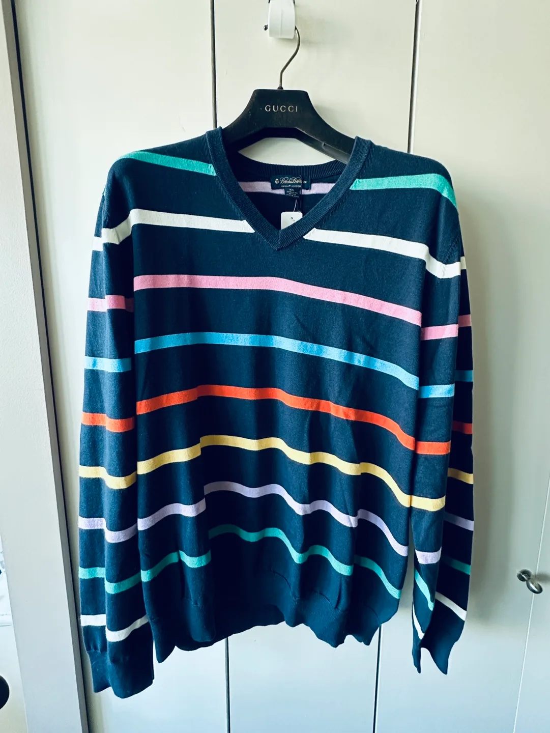 NEW Brooks Brothers V-Neck Striped Sweater - XXL