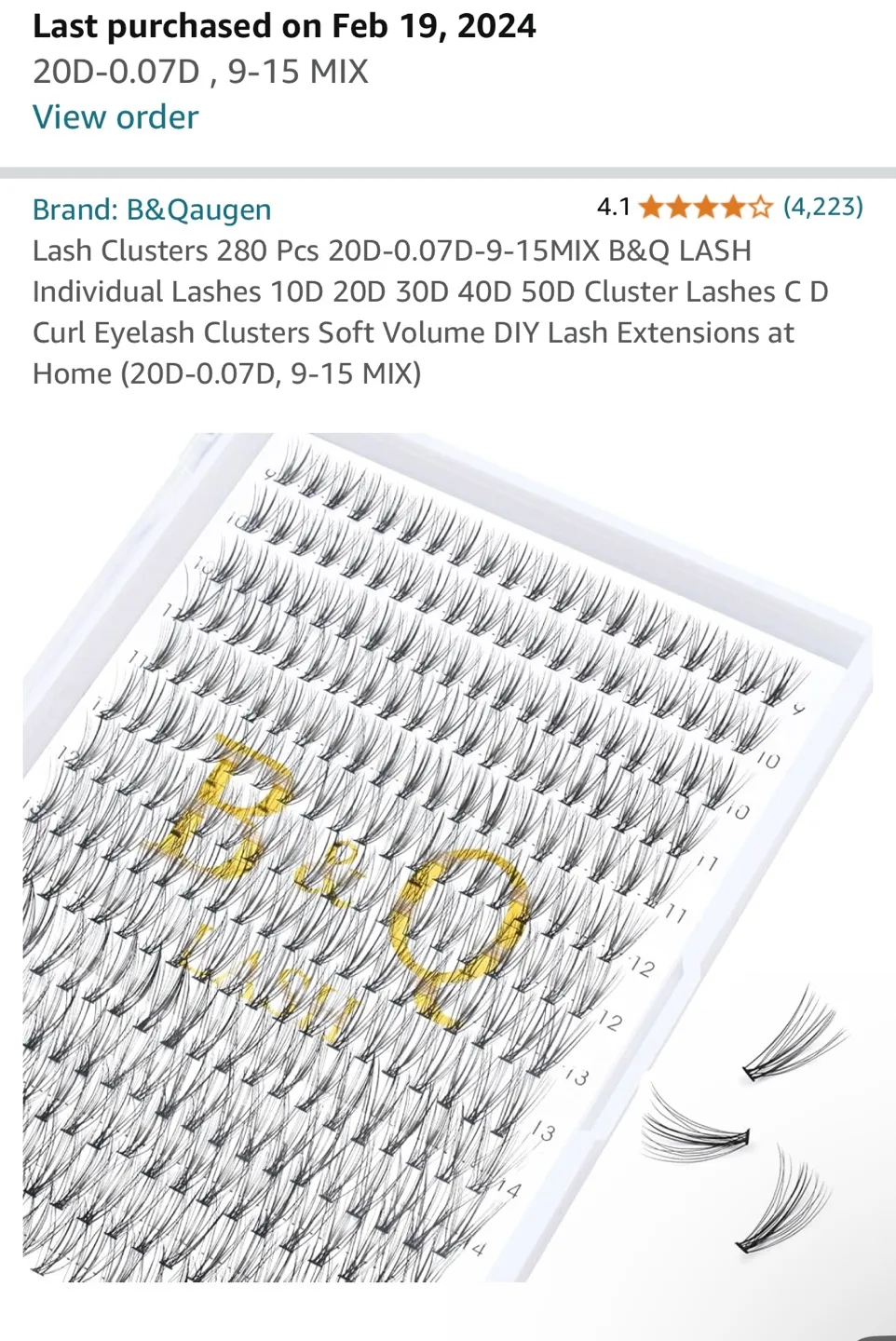 B&Q Lash 280 Pcs 20D-0.07D-9-15 MIX Eyelash Extensions image indicator(3)