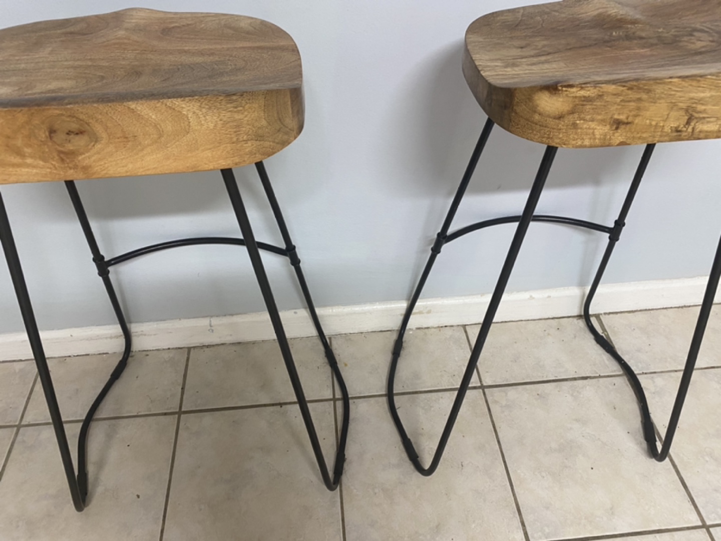 Set of 2 Mango Wood Counter Stools - photo 2