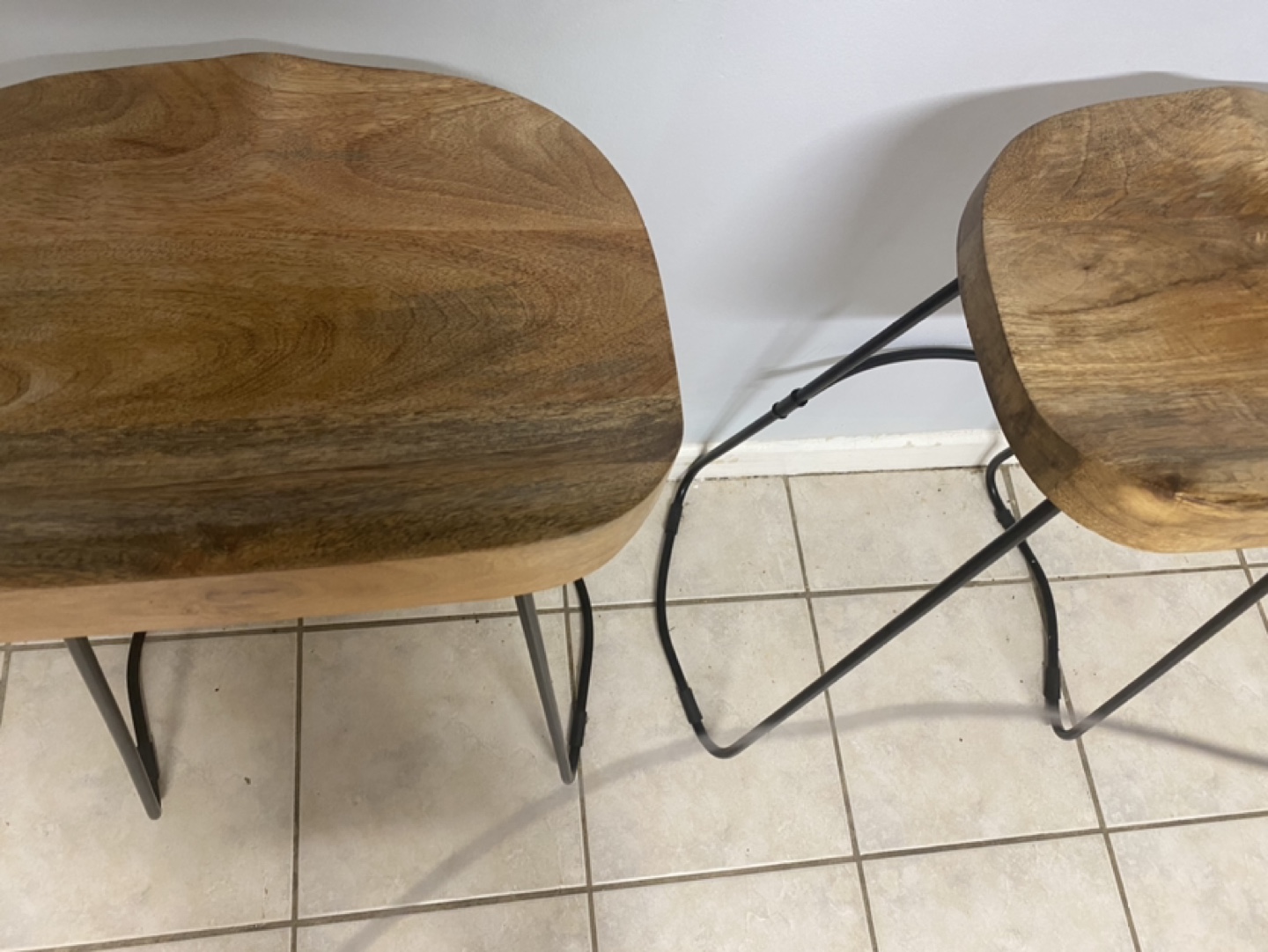 Set of 2 Mango Wood Counter Stools