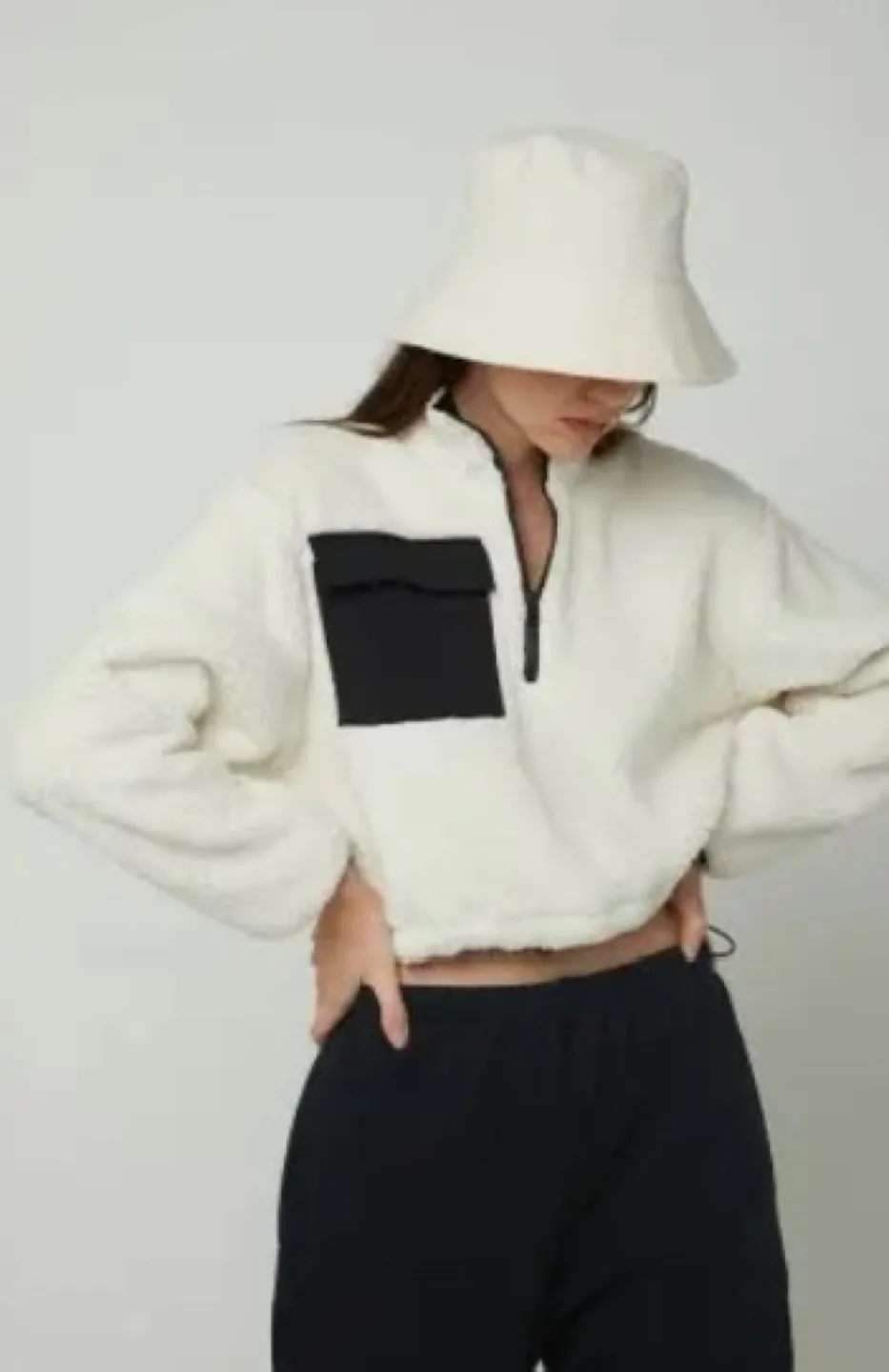Oak + Fort Cream Teddy Fleece Zip Up thumbnail