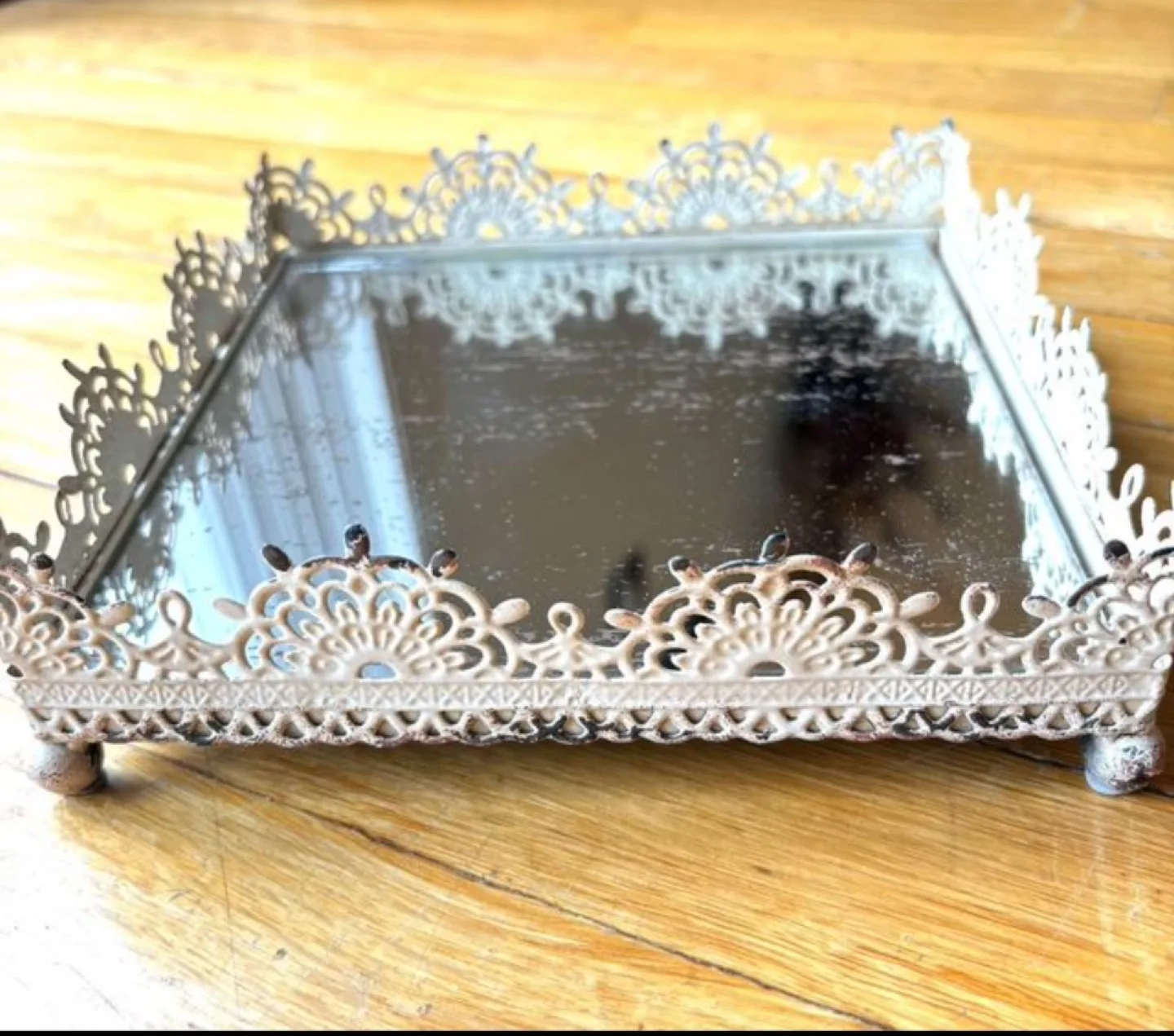 Decorative Square Mirrored Tray (Antiqued Finish) image indicator(3)