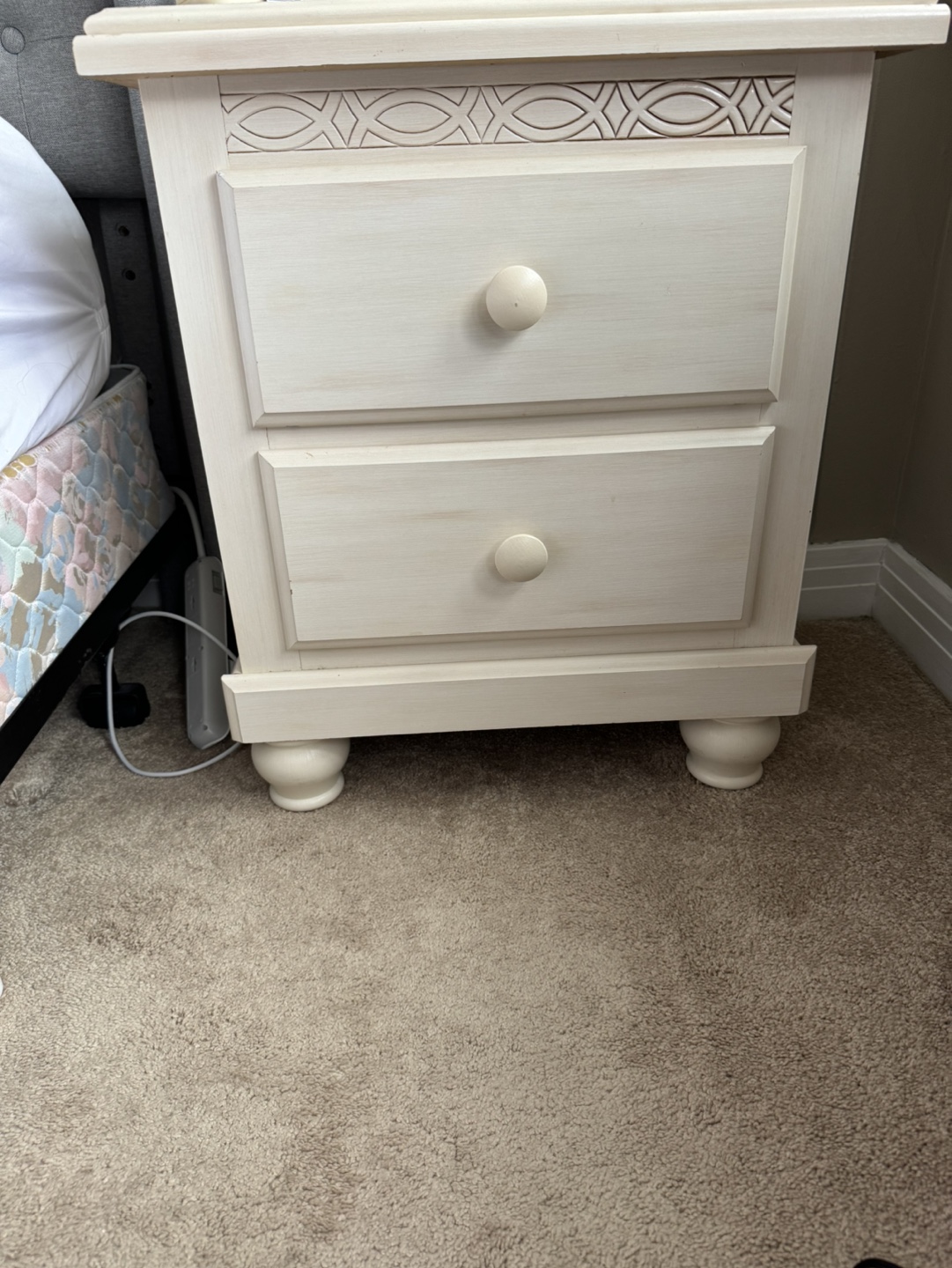 White Wooden Nightstand and Dresser Set - photo 2