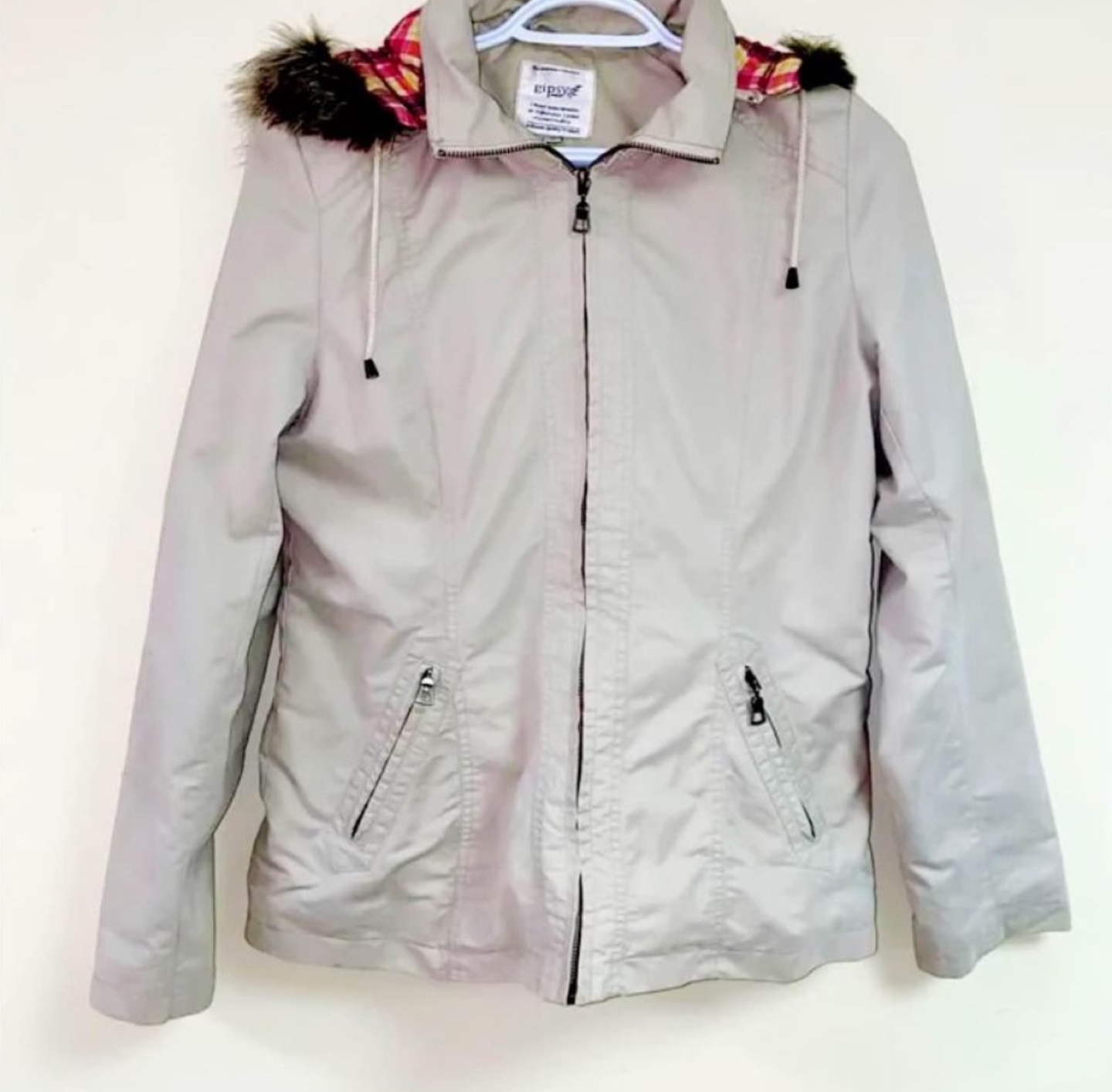 Women's Tan Hooded Jacket with Faux Fur - photo 2