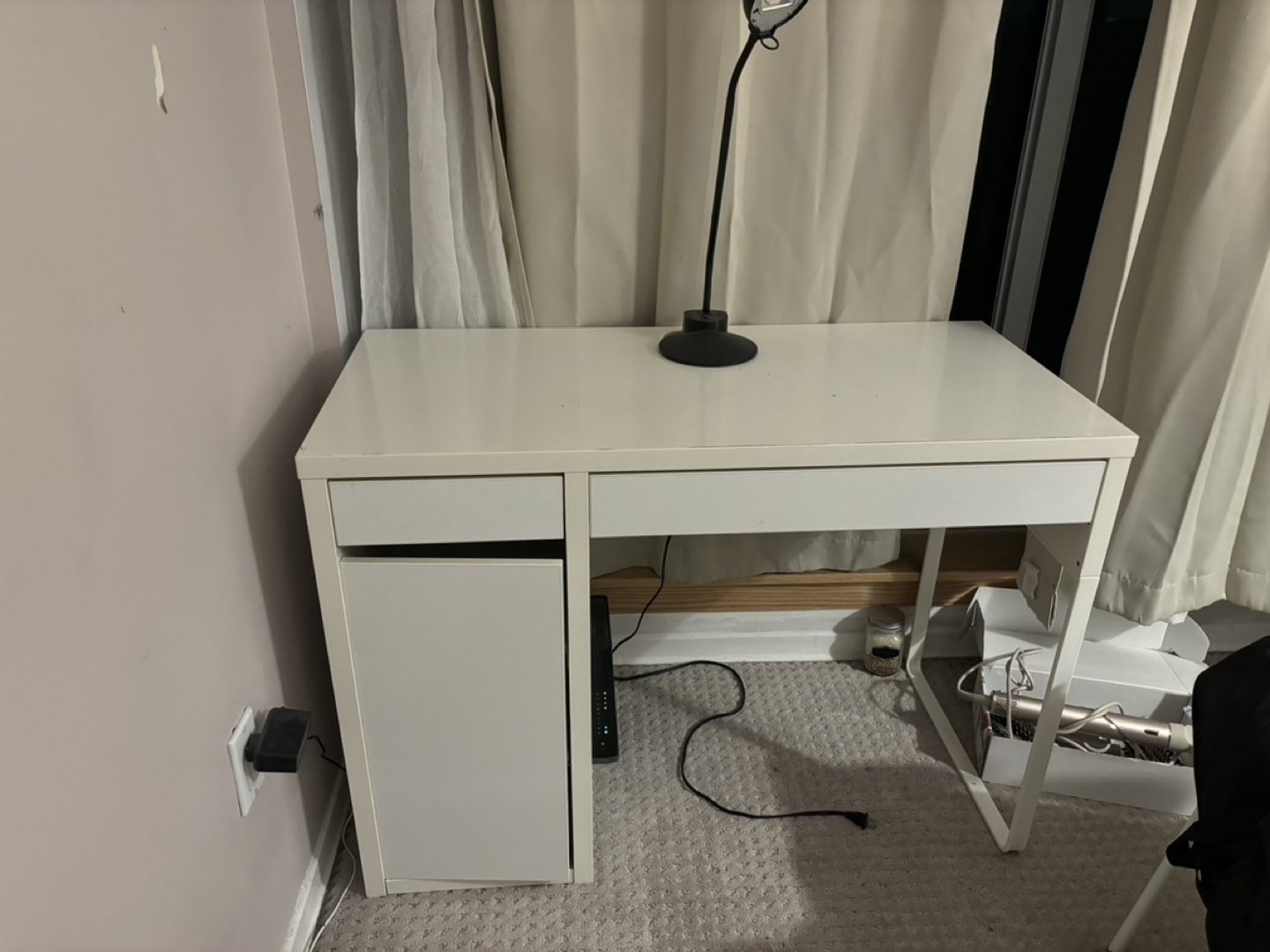 IKEA White Desk with Drawer - photo 3