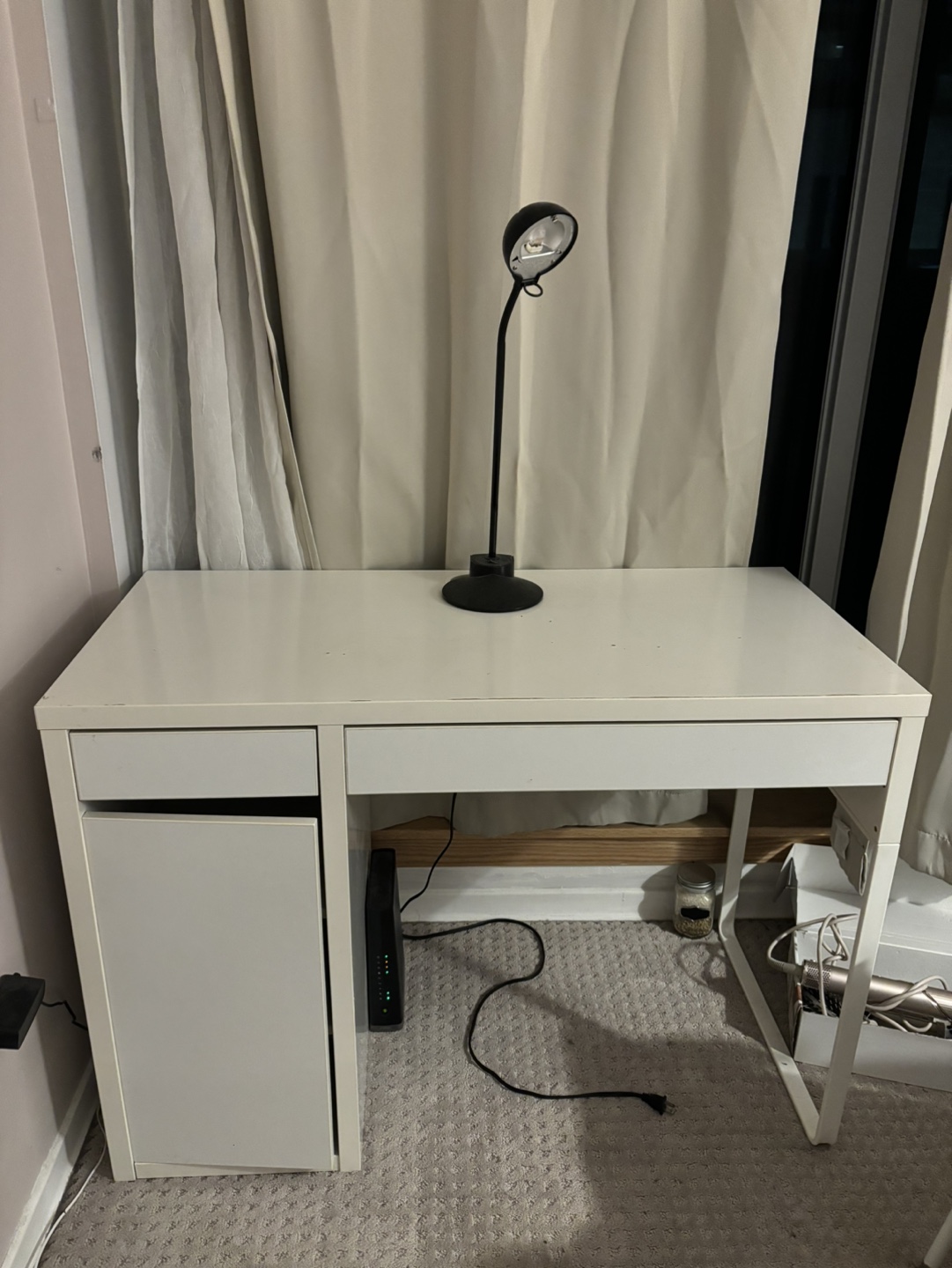 IKEA White Desk with Drawer - photo 2