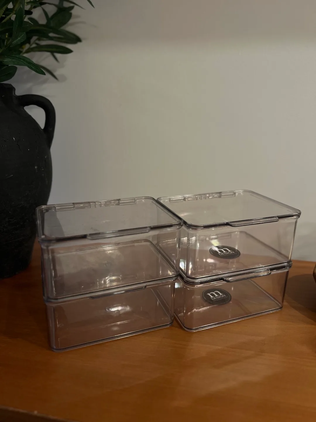 Set of 4 Clear Plastic Stackable Storage Boxes with Lids thumbnail