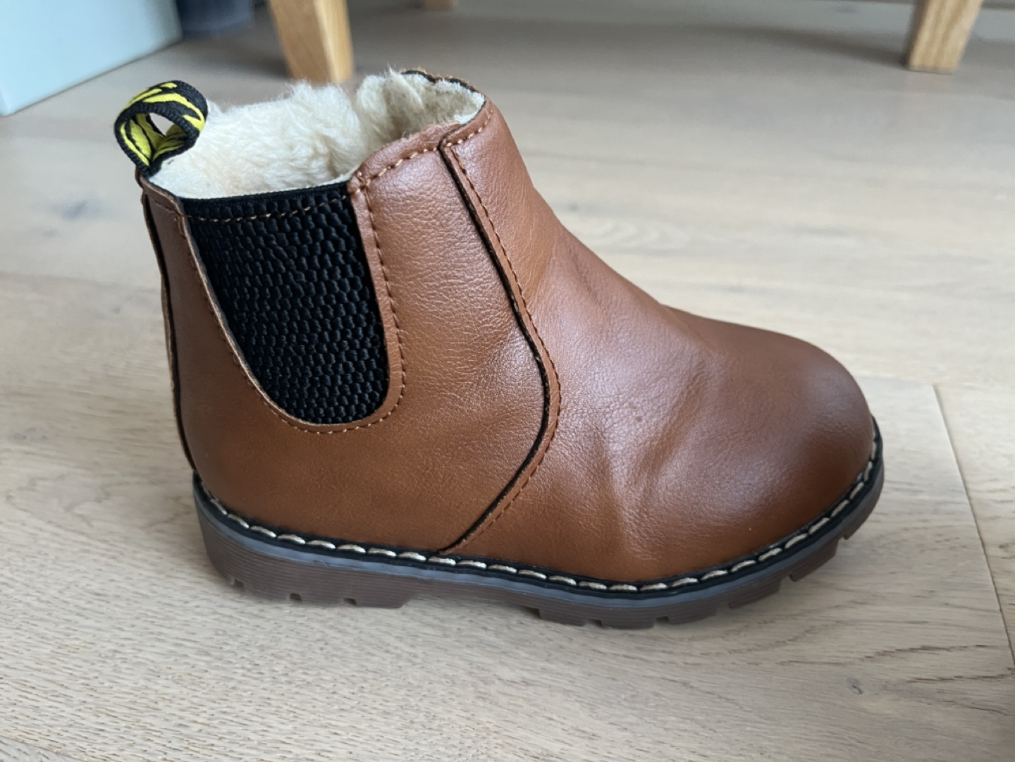 Brown Faux Leather Winter Boots