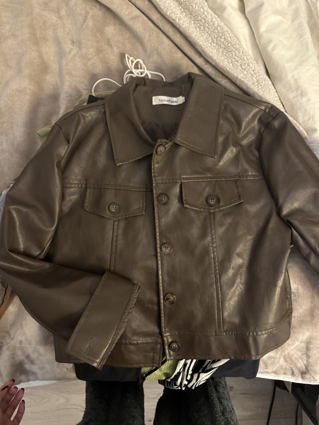 Brown Faux Leather Jacket - photo 2