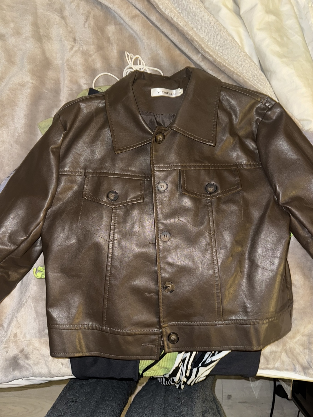 Brown Faux Leather Jacket