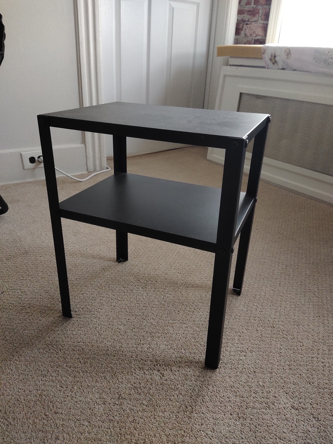 2 Black Folding Chairs and End Table - photo 3