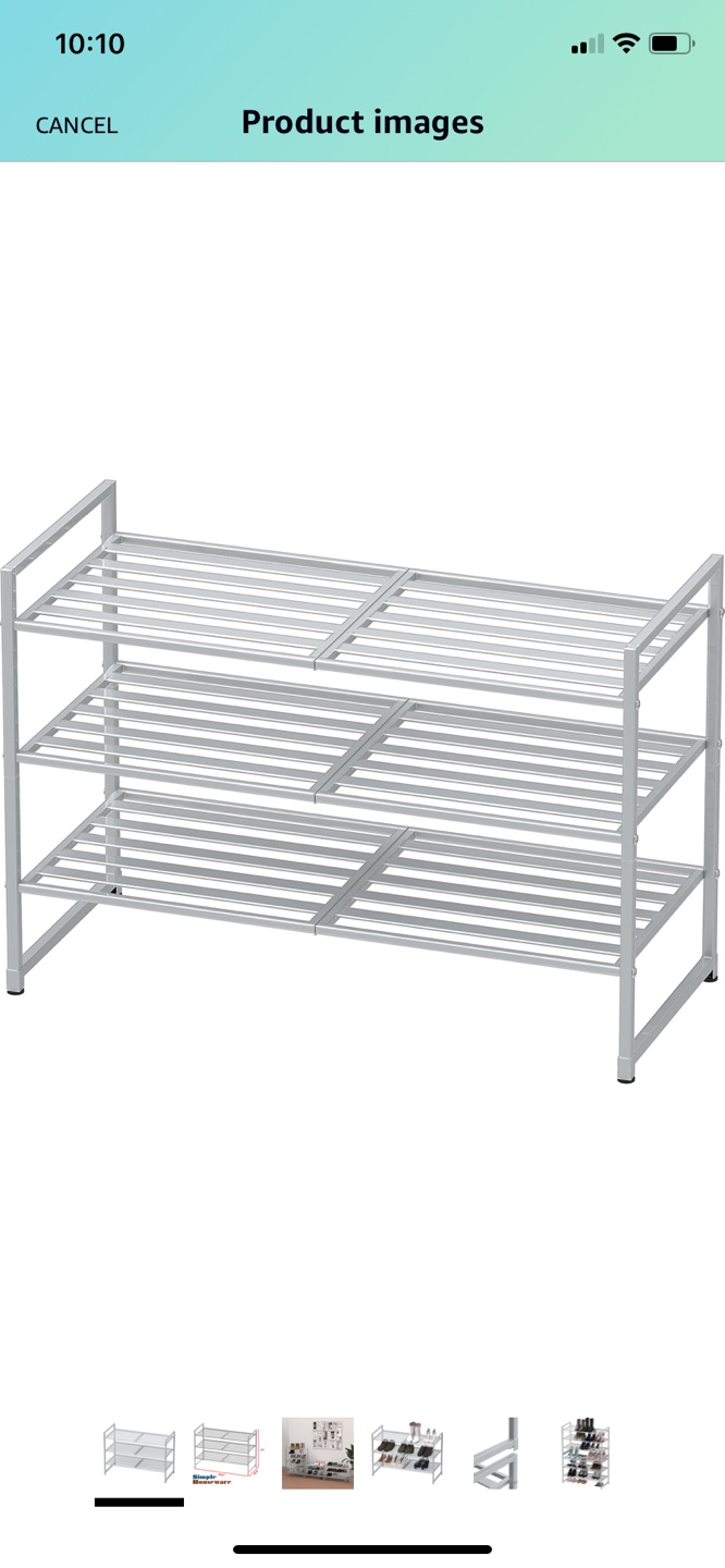 3-Tier Stackable Metal Panel Shoe Rack